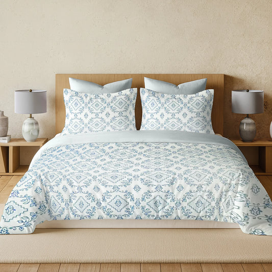 enera Printed King Bedsheet with 2 Pillow Covers 100% Pure Cotton