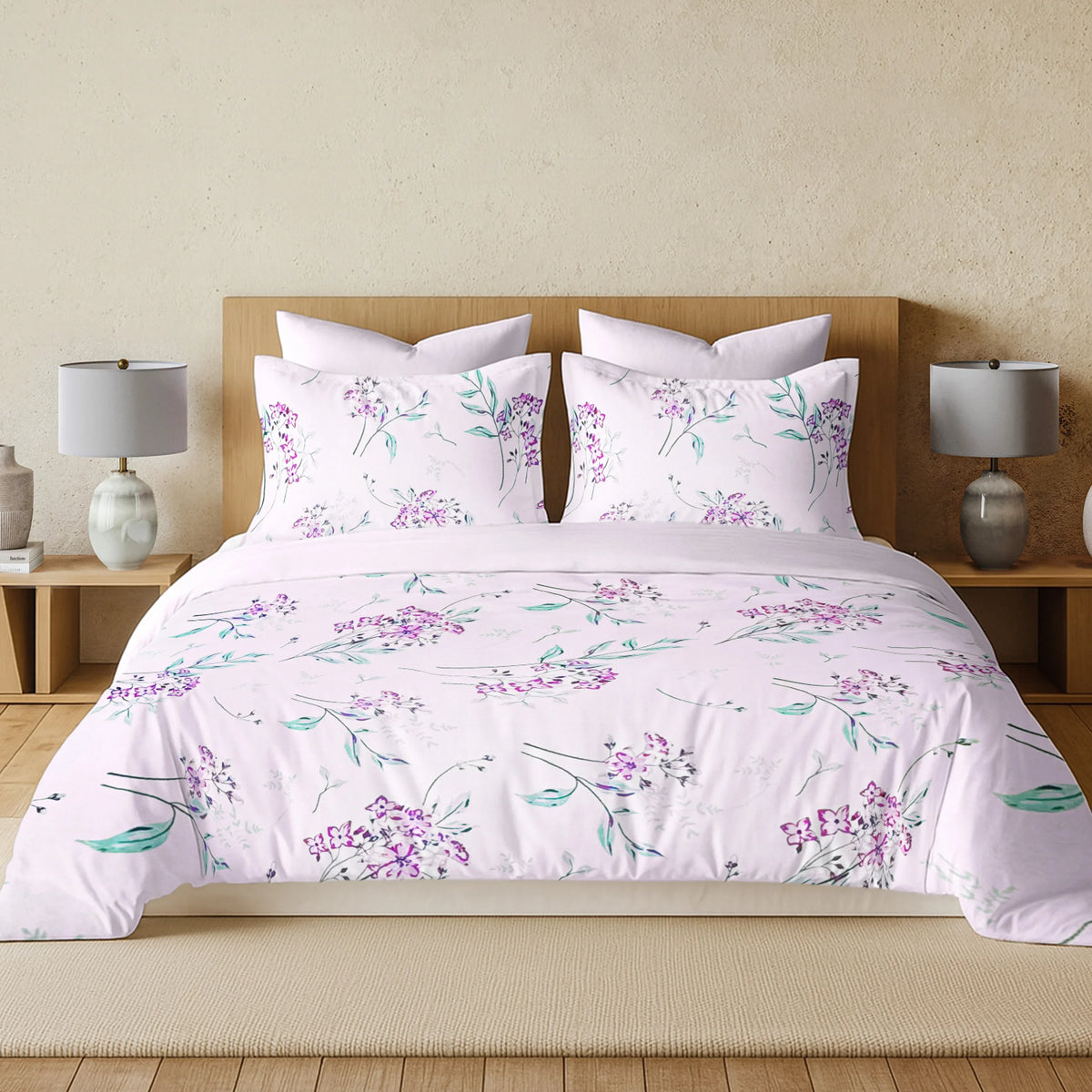 enera Printed King Bedsheet with 2 Pillow Covers 100% Pure Cotton