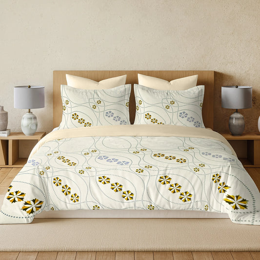 enera Printed King Bedsheet with 2 Pillow Covers 100% Pure Cotton
