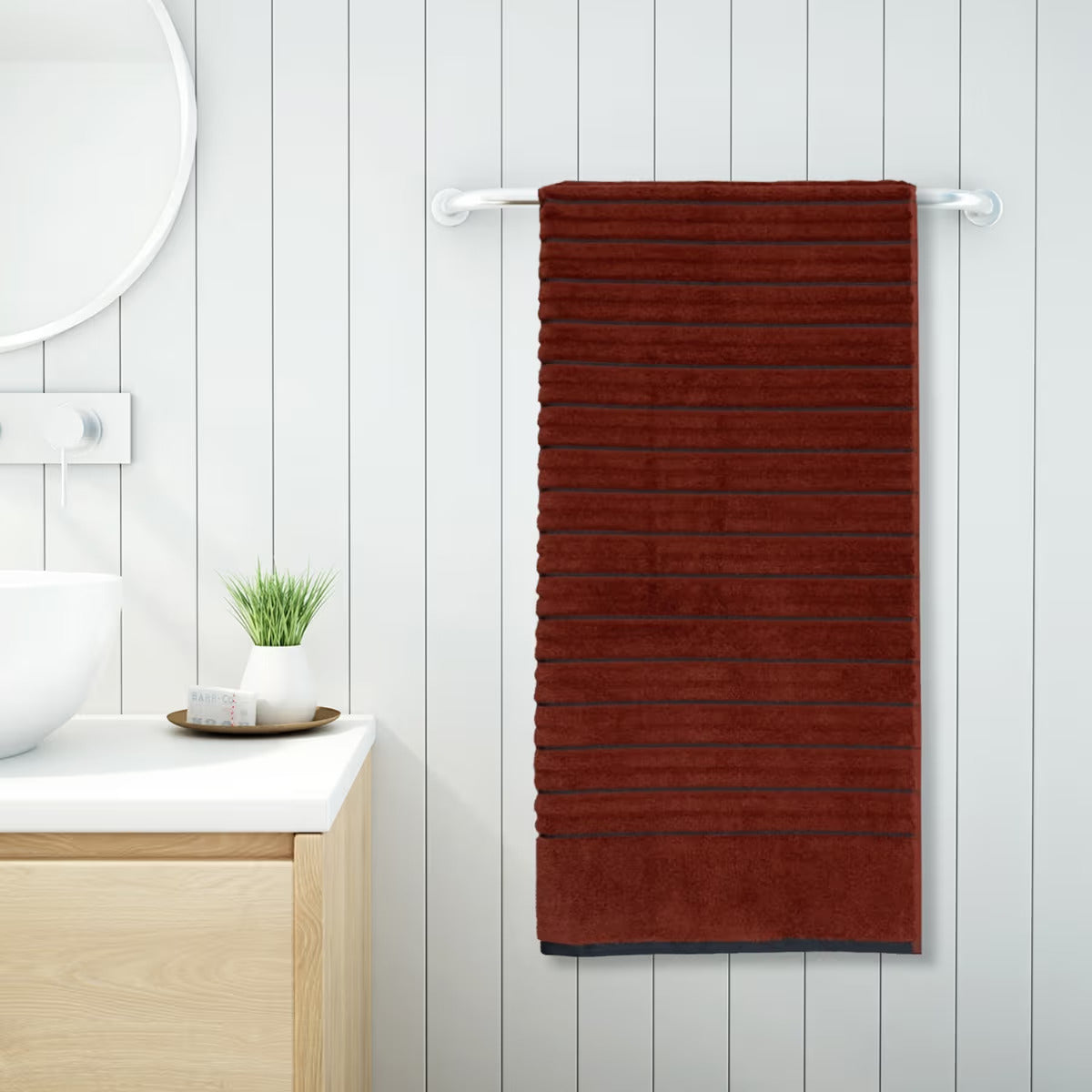 EXOTICA Burnt Orange-Ash Bath Towel | Soft & Absorbent | Enera