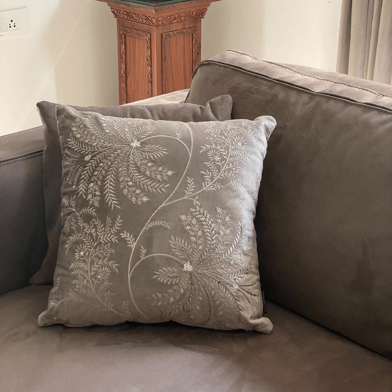 DECORATIVE DANDELION SILVER VELVET CUSHION COVER 16X16 SALE PRICE - Agarwal Bedding and Furnishing