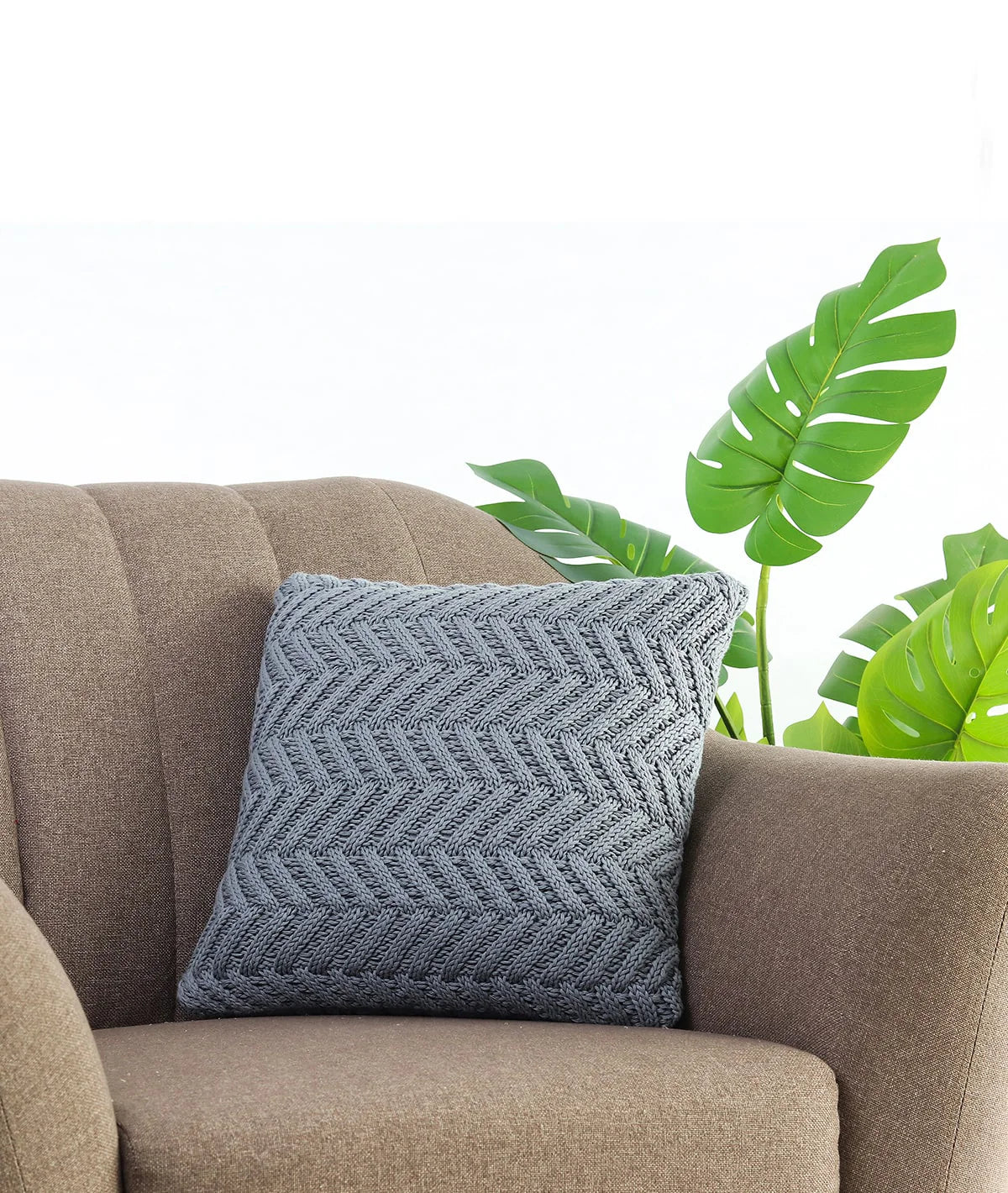 Pluchi Chevron Blue Grey Color Cushion Cover CCCHV0337 16 x 16