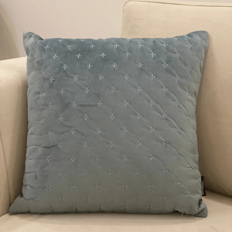 DECORATIVE SPARKLE POWDER BLUE VELVET CUSHION COVER 16X16 - Agarwal Bedding and Furnishing