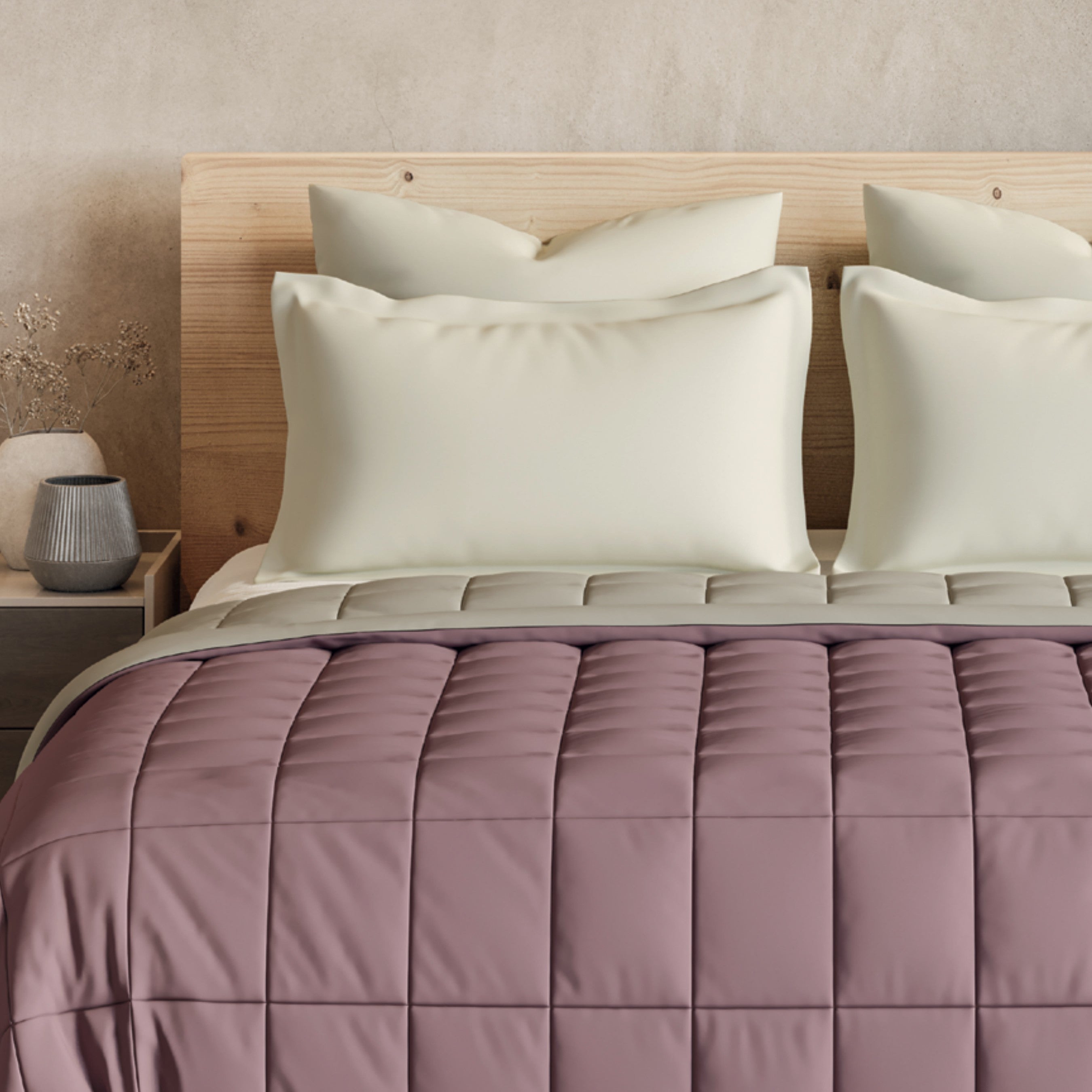 D Decor Creme Collection Oceana-Dusty Mauve Single Bed Comforter