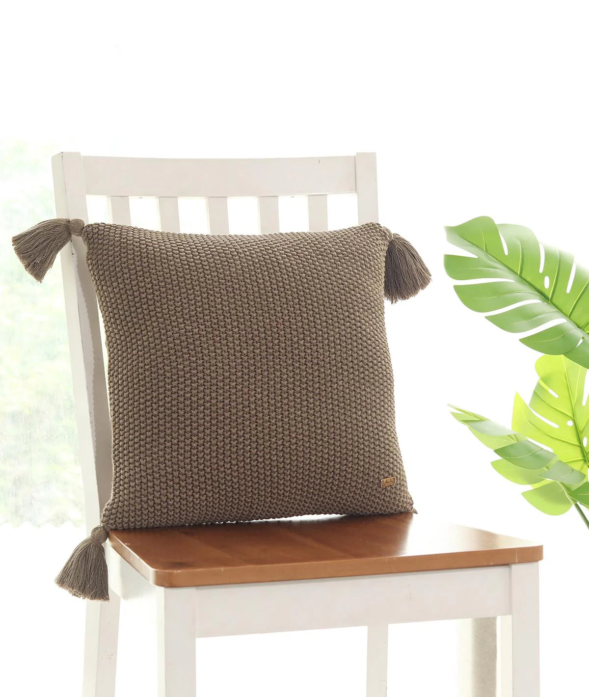 Pluchi Brown Melange Cushion Cover CCMKBN140 16 x 16 | Warm & Stylish | Enera