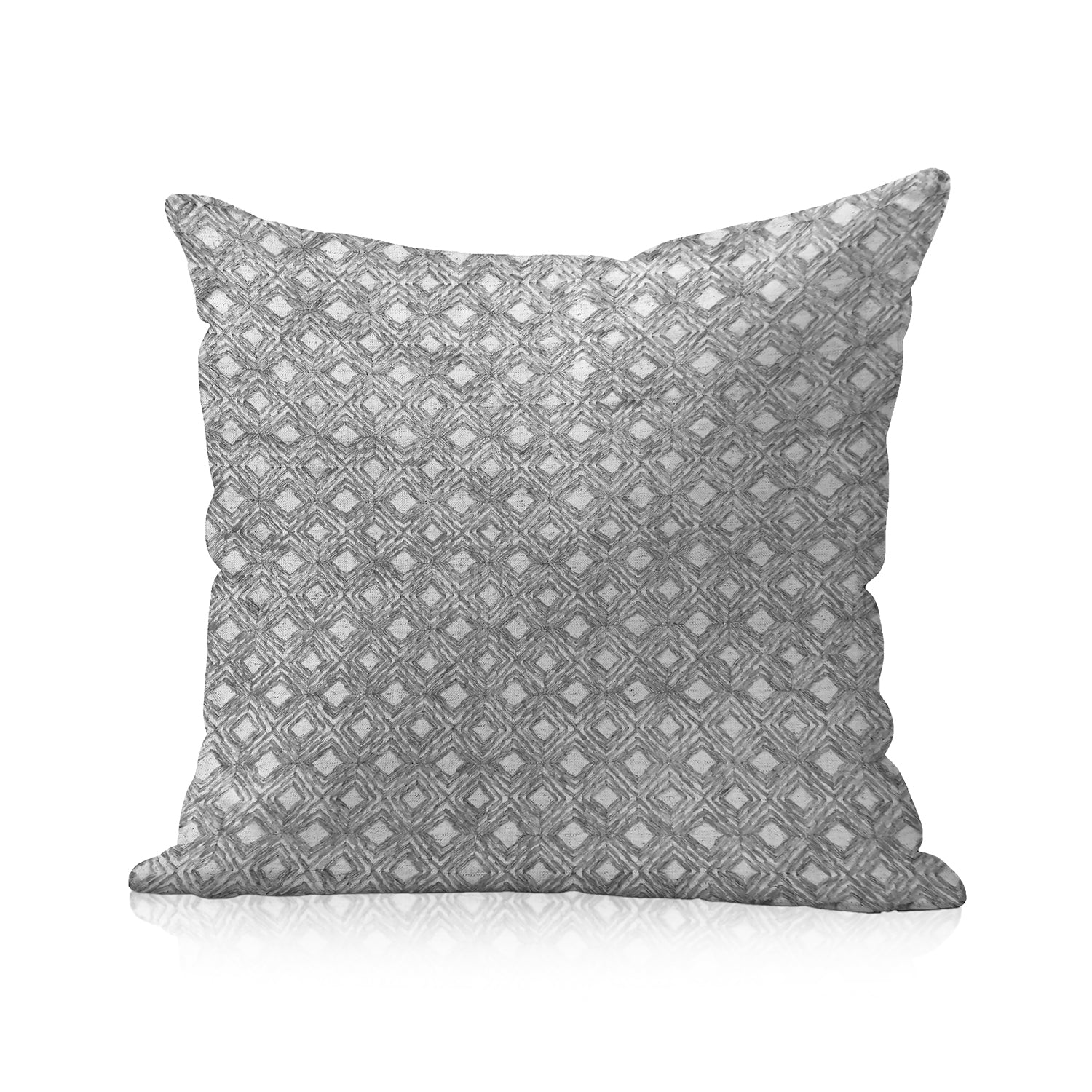 SRM SAMA F604 Embroidery Cushion Cover-White & Grey Color 18x18 inch