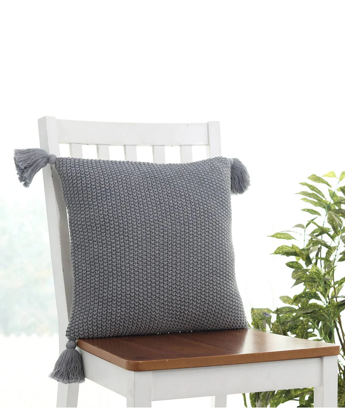 Pluchi Light Grey Melange Cushion Cover CCMKG125 16 x 16 | Elegant & Versatile | Enera