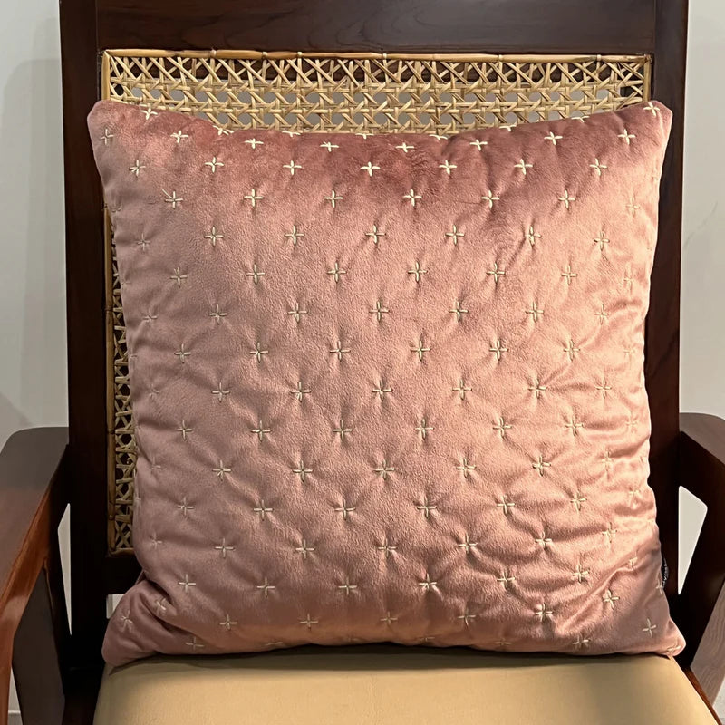 DECORATIVE SPARKLE BLUSH VELVET CUSHION COVER 16X16 - Agarwal Bedding and Furnishing