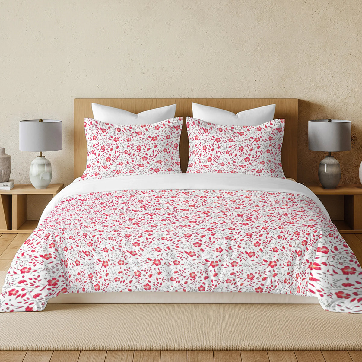enera Printed King Bedsheet with 2 Pillow Covers 100% Pure Cotton
