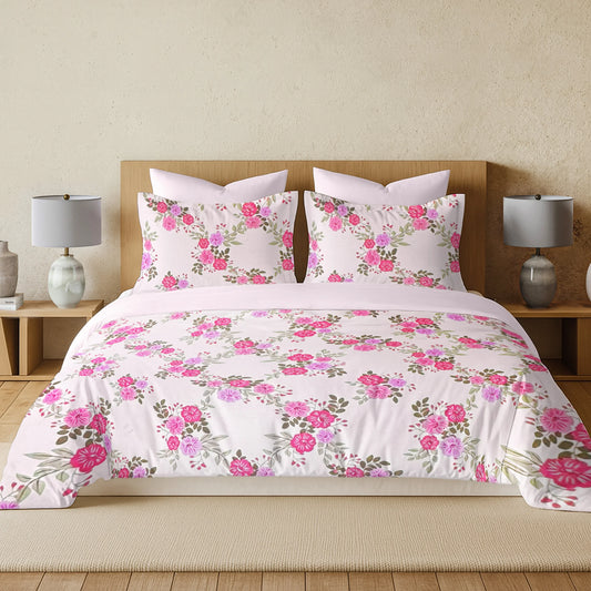enera Printed King Bedsheet with 2 Pillow Covers 100% Pure Cotton