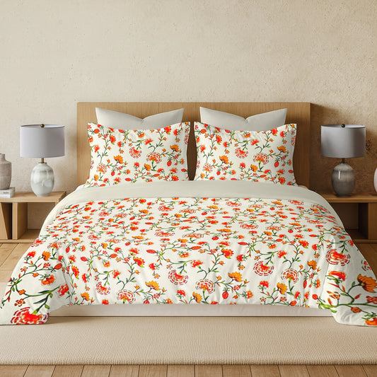 enera Printed King Bedsheet with 2 Pillow Covers 100% Pure Cotton