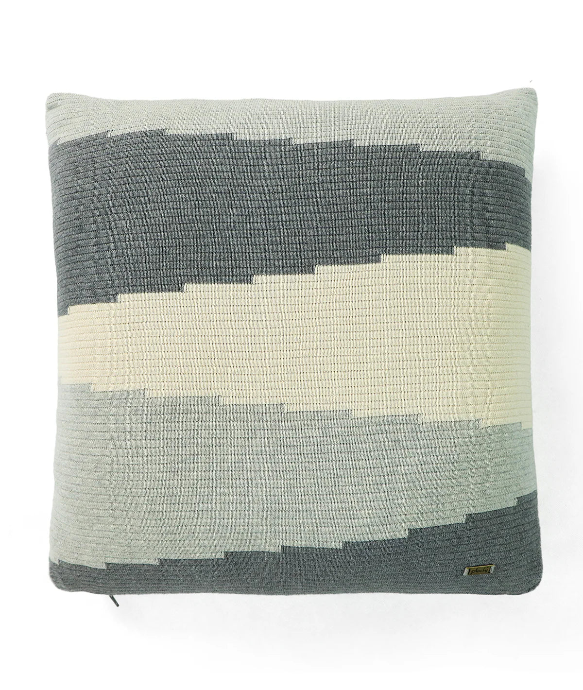 Pluchi Maverick Light Grey Melange, Black & Natural Color Cushion Cover CCSTP363 16 x 16