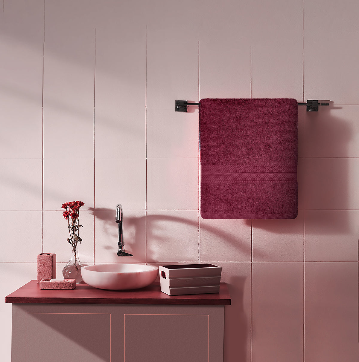 Spaces Essentials Collection Burgundy Bath Towel