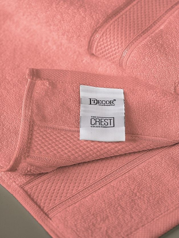 D Decor Crest Collection Coral Pink Hand Towel | Luxurious Softness & Elegant Design | Enera