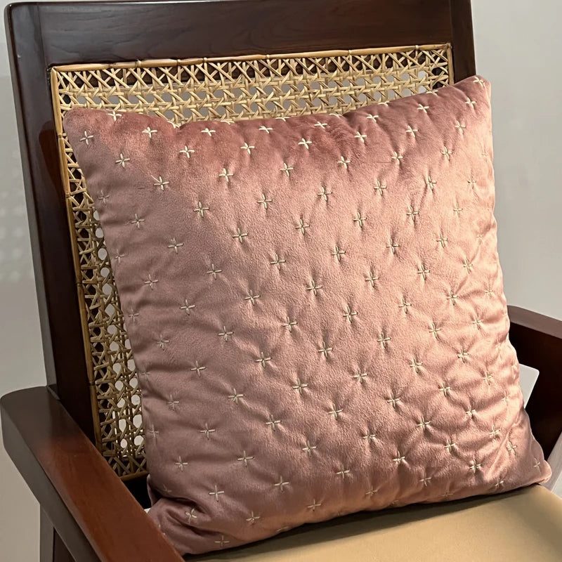 DECORATIVE SPARKLE BLUSH VELVET CUSHION COVER 16X16 - Agarwal Bedding and Furnishing