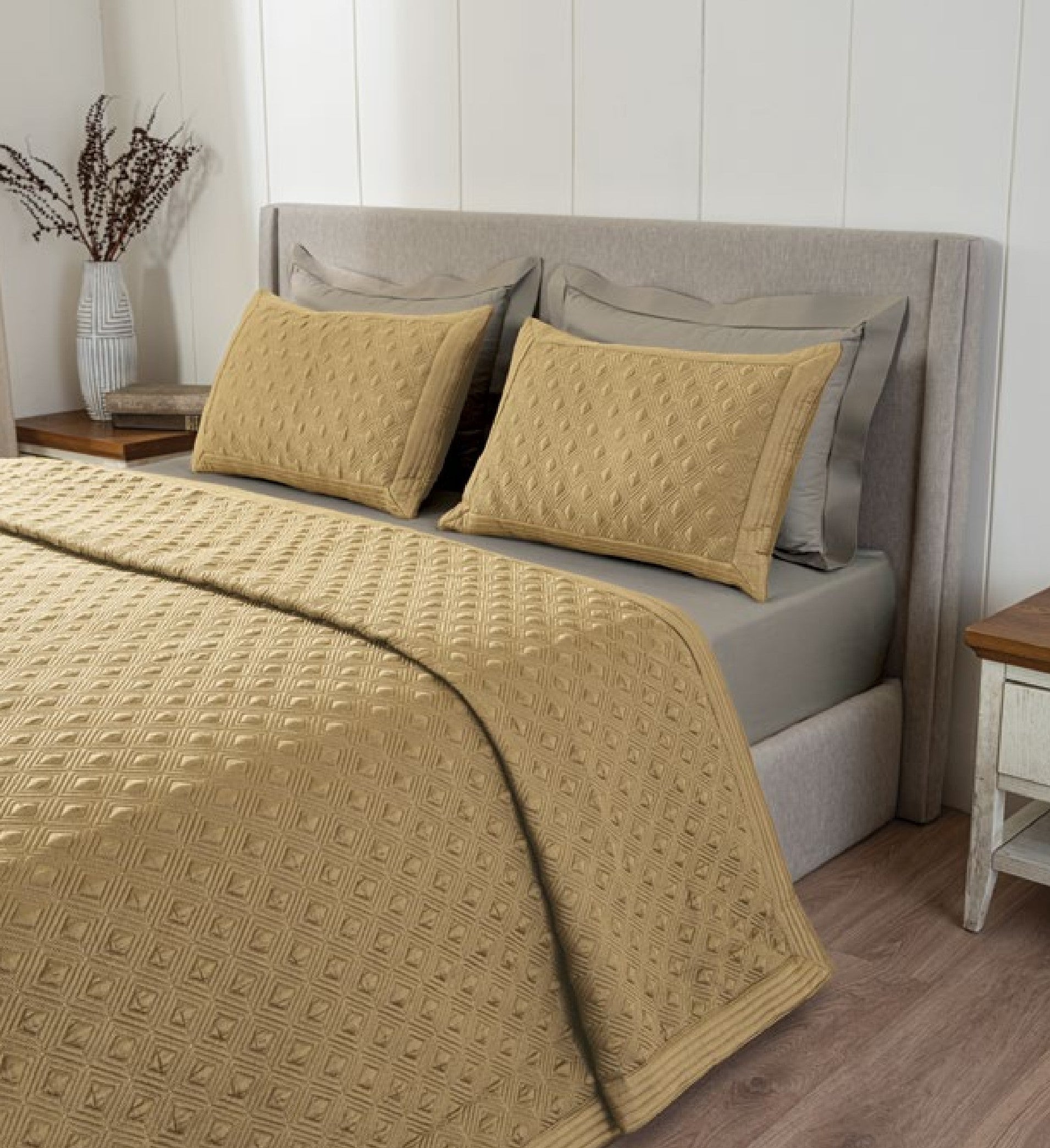 D Decor Legacy II Collection Golden Palm-Fallen Rock CQ12 Quilted Bedspread Set