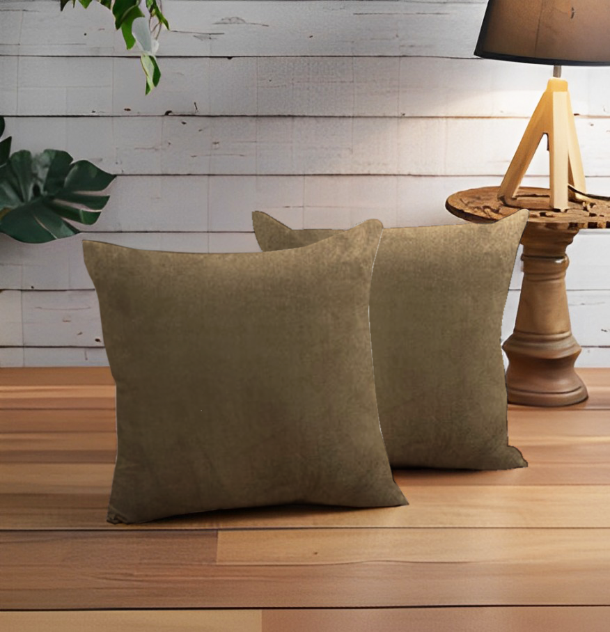 SRM Caro Sn 907 Plain Cushion Cover - Coffee Color, 18x18 | Enera