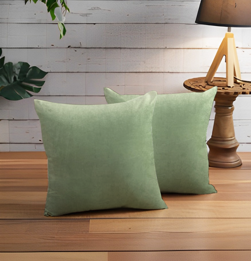 SRM Luxo 91B Plain Cushion Cover - Green, 18x18 | Elegant & Versatile | Enera