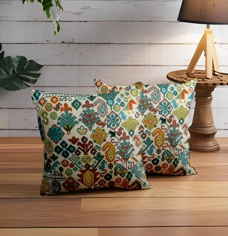 SRM KILI 404 Multi Color Cushion Cover 18x18 | Vibrant Home Accent | Enera