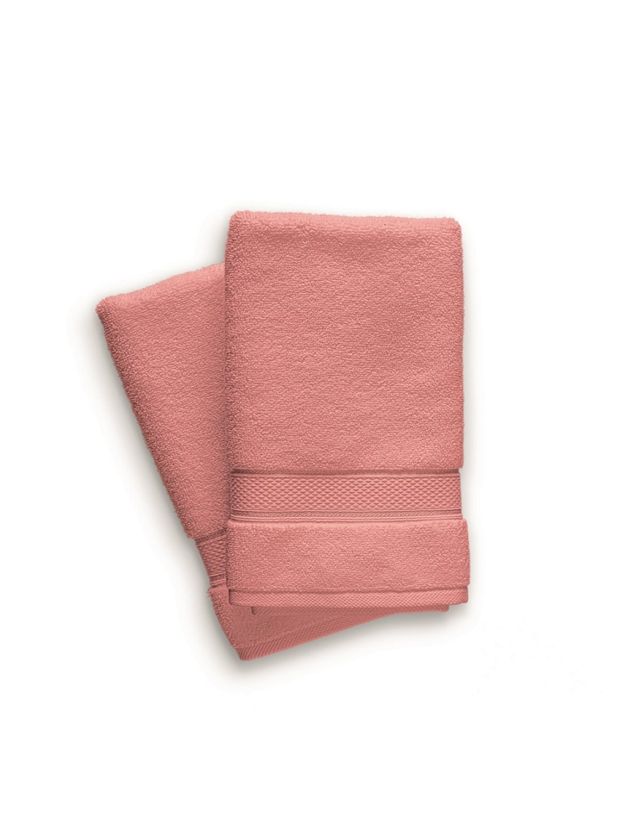 D Decor Crest Collection Coral Pink Hand Towel | Luxurious Softness & Elegant Design | Enera