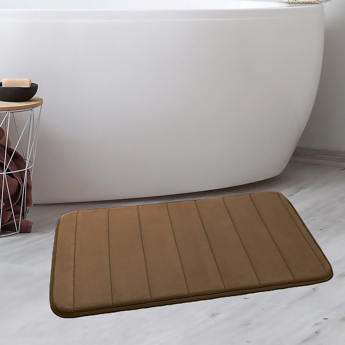 Grapes Line Vind Memory Foam Brown Color Bathmat - 50 x 80 cm