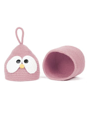 Enera Pink Foldable Jute Storage Basket with Lid & Handle