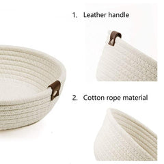 Enera White Foldable Jute Storage Basket with Handle | 3 Pcs Set