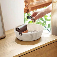 Enera White Foldable Jute Storage Basket with Handle | 3 Pcs Set