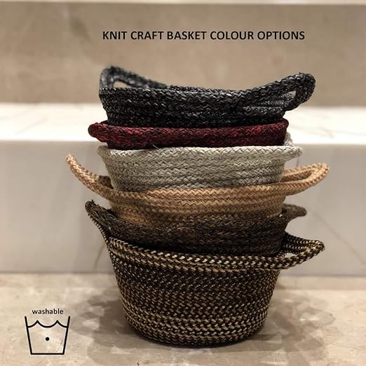 Saprose Knit Craft Basket Small Size Gold Melange Color 14(L) x 14(W) x 9(H)