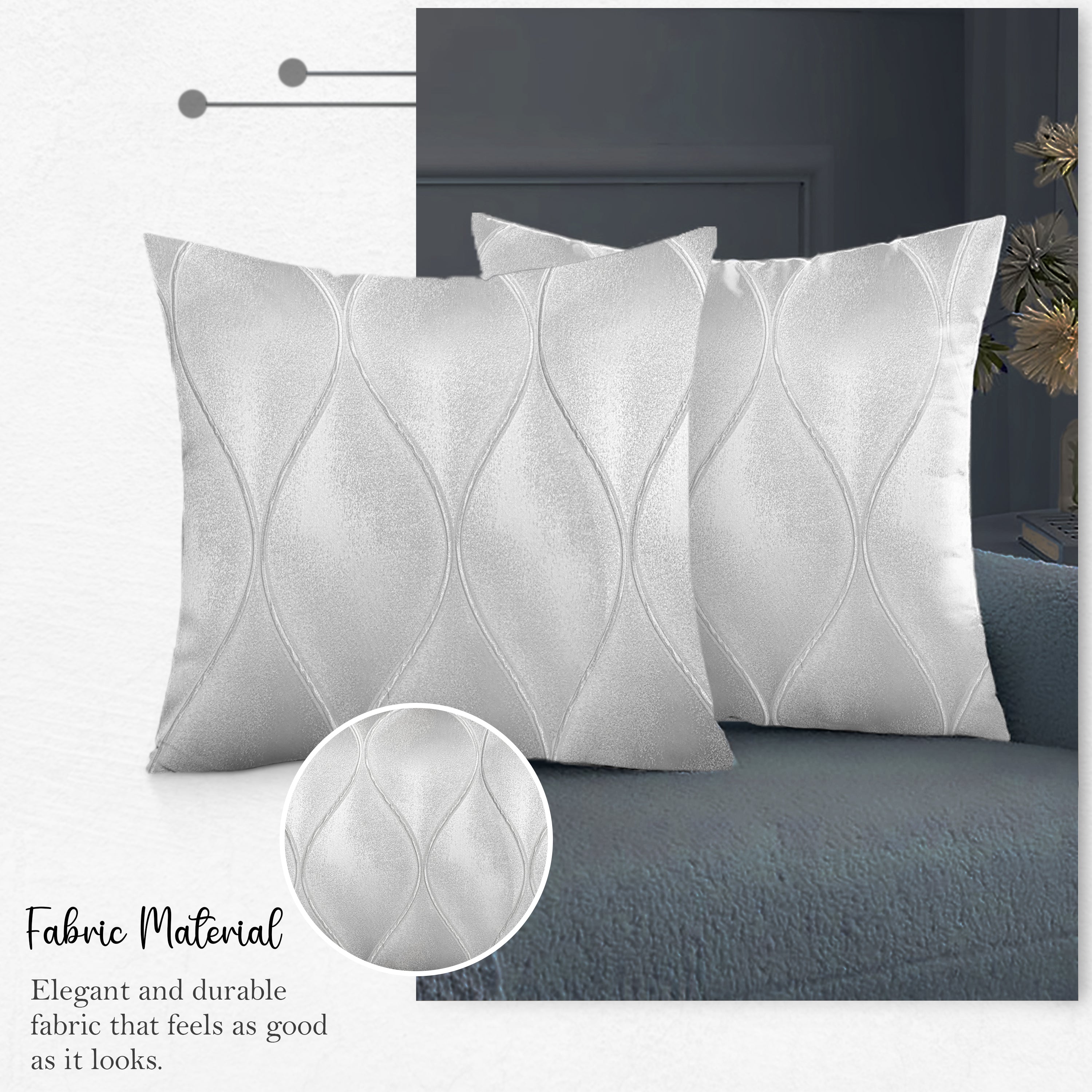 DDR DRTX10 SN 1056 Grey Ivory Colour Cushion Cover 16x16 | Elegant & Versatile | Enera