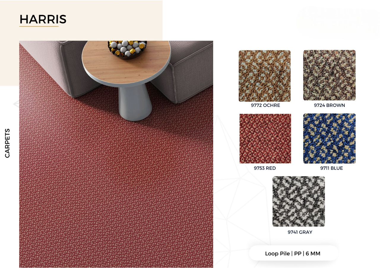 Rosetta Harris Wall Carpets | Red Loop Pile | Bold & Durable Flooring | Enera