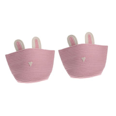 Enera Foldable Jute Storage Basket | Pink | With Lid & Handle