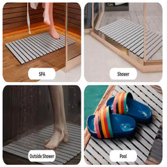 Enera PVC Shower Mat, Anti Skid with Foot Scrubber & Rubber Backing for Bath Room