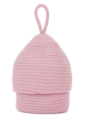Enera Pink Foldable Jute Storage Basket with Lid & Handle