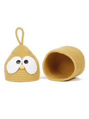 Enera Yellow Jute Foldable Storage Basket with Lid & Handle