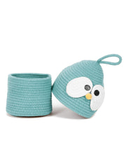 Enera Aqua Jute Foldable Storage Basket with Lid & Handle