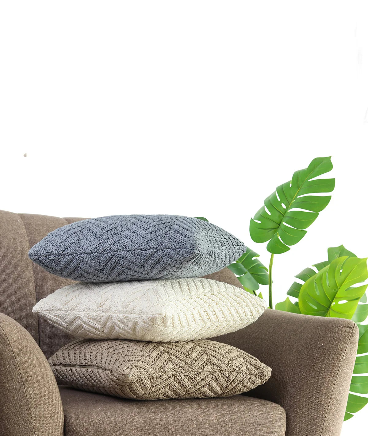 Pluchi Chevron Blue Grey Color Cushion Cover CCCHV0337 16 x 16