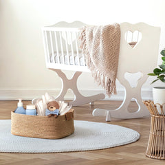 Enera Beige Foldable Jute Storage Basket with Lid & Handle