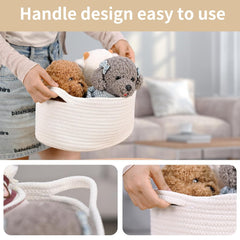 Enera White Jute Foldable Storage Basket with Handle