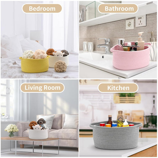 Enera White Jute Foldable Storage Basket with Handle