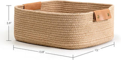 Enera Beige Foldable Jute Storage Basket with Lid & Handle