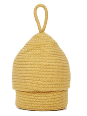 Enera Yellow Jute Foldable Storage Basket with Lid & Handle