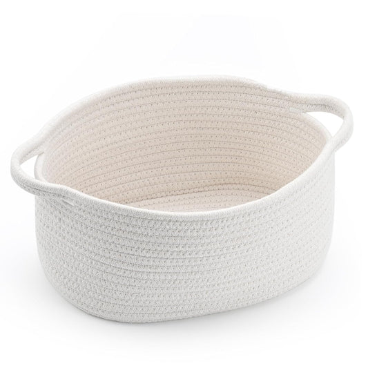 Enera White Jute Foldable Storage Basket with Handle