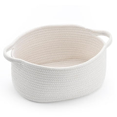 Enera White Jute Foldable Storage Basket with Handle