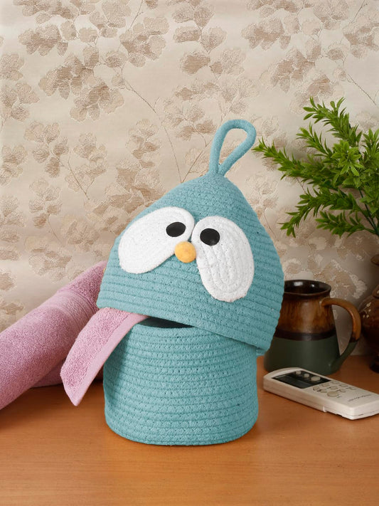 Enera Aqua Jute Foldable Storage Basket with Lid & Handle
