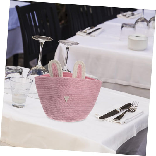 Enera Foldable Jute Storage Basket | Pink | With Lid & Handle