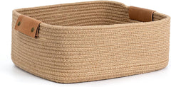 Enera Beige Foldable Jute Storage Basket with Lid & Handle