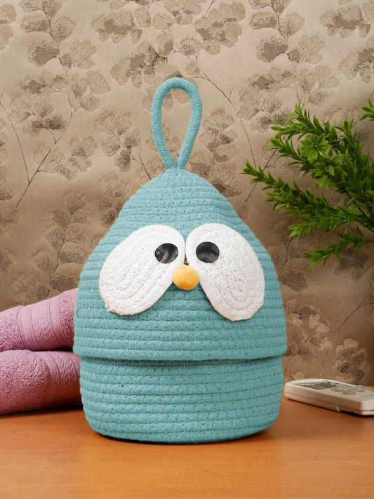 Enera Aqua Jute Foldable Storage Basket with Lid & Handle