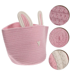 Enera Foldable Jute Storage Basket | Pink | With Lid & Handle