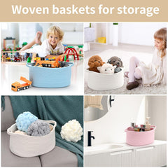 Enera White Jute Foldable Storage Basket with Handle